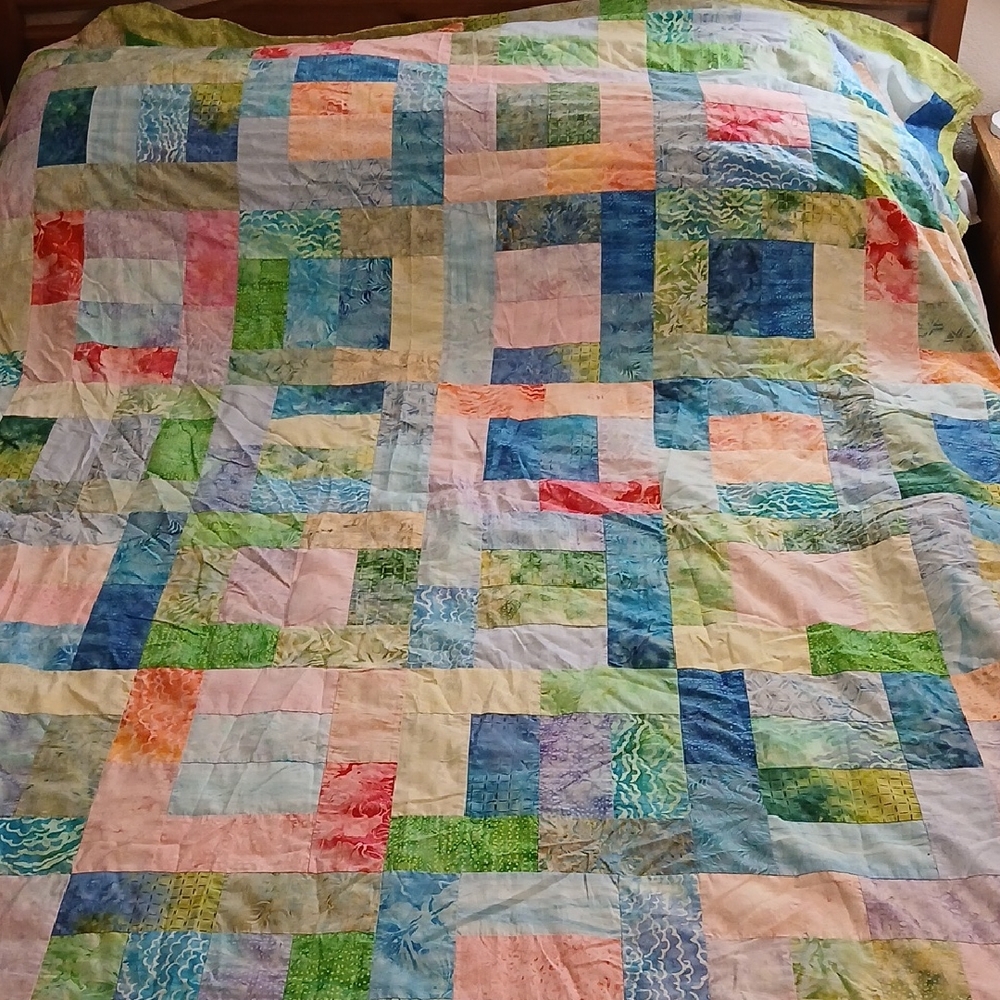Handmade Colorful Patchwork Quilt - Picture 3 of 12